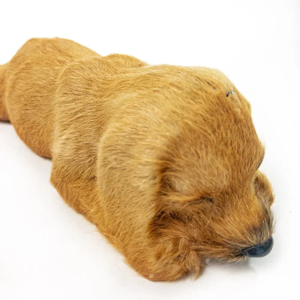 Vintage Golden Retriever Puppy Dog Figure - Real Fur